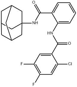 N-[2-(1-adamantylcarbamoyl)phenyl]-2-chloro-4,5-difluorobenzamide 结构式