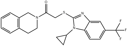 2-[1-cyclopropyl-5-(trifluoromethyl)benzimidazol-2-yl]sulfanyl-1-(3,4-dihydro-1H-isoquinolin-2-yl)ethanone 结构式