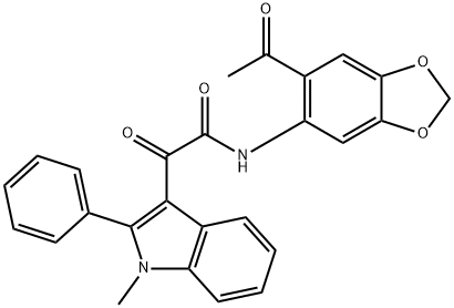 N-(6-acetyl-1,3-benzodioxol-5-yl)-2-(1-methyl-2-phenylindol-3-yl)-2-oxoacetamide 结构式