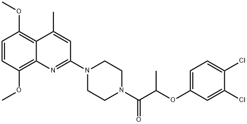 2-(3,4-dichlorophenoxy)-1-[4-(5,8-dimethoxy-4-methylquinolin-2-yl)piperazin-1-yl]propan-1-one 结构式