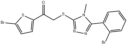 2-[[5-(2-bromophenyl)-4-methyl-1,2,4-triazol-3-yl]sulfanyl]-1-(5-bromothiophen-2-yl)ethanone 结构式