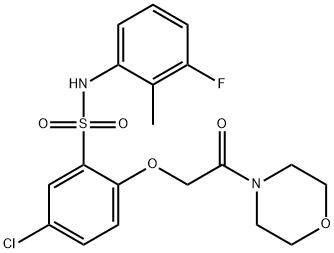 5-chloro-N-(3-fluoro-2-methylphenyl)-2-(2-morpholin-4-yl-2-oxoethoxy)benzenesulfonamide 结构式