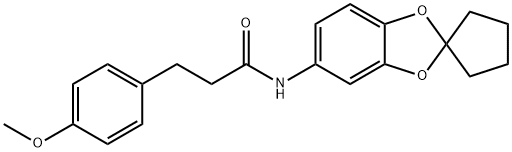 3-(4-methoxyphenyl)-N-spiro[1,3-benzodioxole-2,1'-cyclopentane]-5-ylpropanamide 结构式