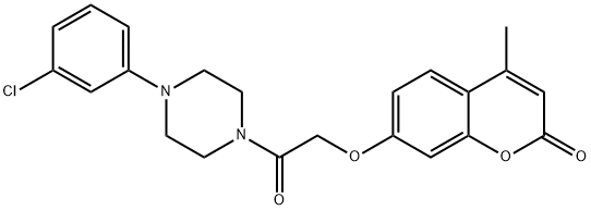7-(2-(4-(3-氯苯基)哌嗪-1-基)-2-氧代乙氧基)-4-甲基-2H-苯并吡喃-2-酮 结构式