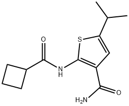 2-(cyclobutanecarbonylamino)-5-propan-2-ylthiophene-3-carboxamide 结构式