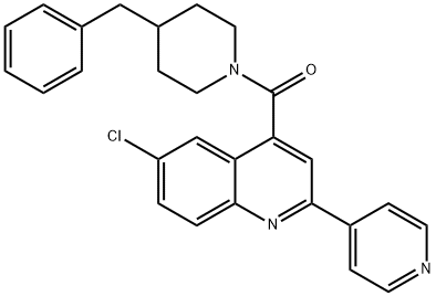 (4-benzylpiperidin-1-yl)-(6-chloro-2-pyridin-4-ylquinolin-4-yl)methanone 结构式