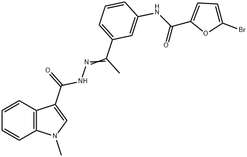 N-[(E)-1-[3-[(5-bromofuran-2-carbonyl)amino]phenyl]ethylideneamino]-1-methylindole-3-carboxamide 结构式