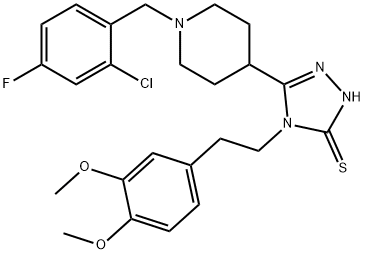 3-[1-[(2-chloro-4-fluorophenyl)methyl]piperidin-4-yl]-4-[2-(3,4-dimethoxyphenyl)ethyl]-1H-1,2,4-triazole-5-thione 结构式
