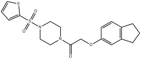 2-(2,3-dihydro-1H-inden-5-yloxy)-1-(4-thiophen-2-ylsulfonylpiperazin-1-yl)ethanone 结构式