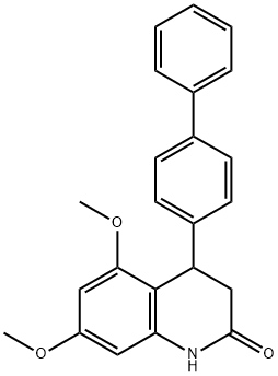 5,7-dimethoxy-4-(4-phenylphenyl)-3,4-dihydro-1H-quinolin-2-one 结构式