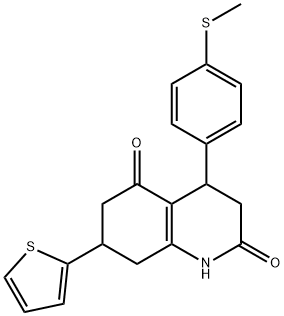 4-(4-methylsulfanylphenyl)-7-thiophen-2-yl-1,3,4,6,7,8-hexahydroquinoline-2,5-dione 结构式