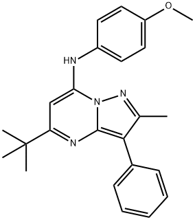 5-tert-butyl-N-(4-methoxyphenyl)-2-methyl-3-phenylpyrazolo[1,5-a]pyrimidin-7-amine 结构式