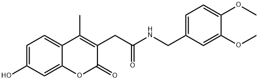 N-[(3,4-dimethoxyphenyl)methyl]-2-(7-hydroxy-4-methyl-2-oxochromen-3-yl)acetamide 结构式