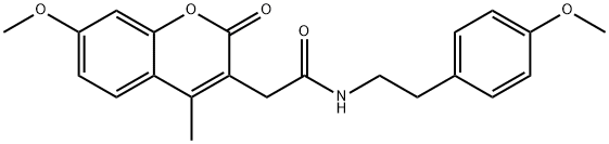 2-(7-methoxy-4-methyl-2-oxochromen-3-yl)-N-[2-(4-methoxyphenyl)ethyl]acetamide 结构式