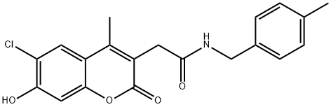 2-(6-chloro-7-hydroxy-4-methyl-2-oxochromen-3-yl)-N-[(4-methylphenyl)methyl]acetamide 结构式