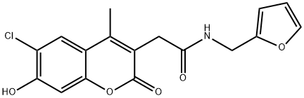 2-(6-chloro-7-hydroxy-4-methyl-2-oxochromen-3-yl)-N-(furan-2-ylmethyl)acetamide 结构式