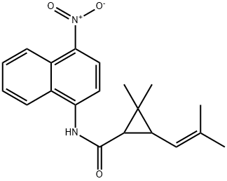 2,2-dimethyl-3-(2-methylprop-1-enyl)-N-(4-nitronaphthalen-1-yl)cyclopropane-1-carboxamide 结构式