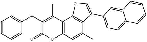 8-benzyl-4,9-dimethyl-3-naphthalen-2-ylfuro[2,3-f]chromen-7-one 结构式