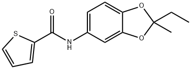 N-(2-ethyl-2-methyl-1,3-benzodioxol-5-yl)thiophene-2-carboxamide 结构式