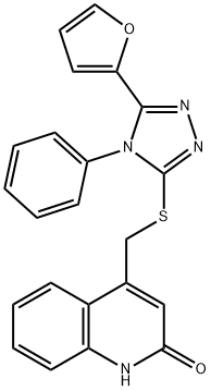 4-[[5-(furan-2-yl)-4-phenyl-1,2,4-triazol-3-yl]sulfanylmethyl]-1H-quinolin-2-one 结构式