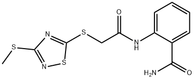 2-[[2-[(3-methylsulfanyl-1,2,4-thiadiazol-5-yl)sulfanyl]acetyl]amino]benzamide 结构式