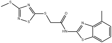 N-(4-methyl-1,3-benzothiazol-2-yl)-2-[(3-methylsulfanyl-1,2,4-thiadiazol-5-yl)sulfanyl]acetamide 结构式