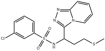 3-chloro-N-[3-methylsulfanyl-1-([1,2,4]triazolo[4,3-a]pyridin-3-yl)propyl]benzenesulfonamide 结构式