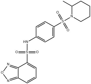 N-[4-(2-methylpiperidin-1-yl)sulfonylphenyl]-2,1,3-benzoxadiazole-4-sulfonamide 结构式