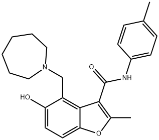 4-[(氮杂环庚烷-1-基)甲基]-5-羟基-2-甲基-N-(4-甲基苯基)-1-苯呋喃-3-甲酰胺 结构式
