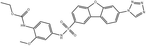 ethyl N-[2-methoxy-4-[[7-(tetrazol-1-yl)dibenzofuran-2-yl]sulfonylamino]phenyl]carbamate 结构式