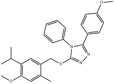 3-[(4-methoxy-2-methyl-5-propan-2-ylphenyl)methylsulfanyl]-5-(4-methoxyphenyl)-4-phenyl-1,2,4-triazole 结构式