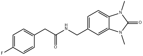 N-[(1,3-dimethyl-2-oxobenzimidazol-5-yl)methyl]-2-(4-fluorophenyl)acetamide 结构式