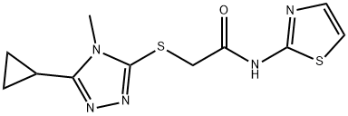 2-[(5-cyclopropyl-4-methyl-1,2,4-triazol-3-yl)sulfanyl]-N-(1,3-thiazol-2-yl)acetamide 结构式