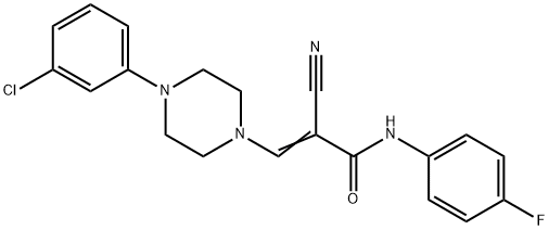 (E)-3-[4-(3-chlorophenyl)piperazin-1-yl]-2-cyano-N-(4-fluorophenyl)prop-2-enamide 结构式