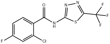 2-chloro-4-fluoro-N-[5-(trifluoromethyl)-1,3,4-thiadiazol-2-yl]benzamide 结构式