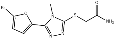 2-[[5-(5-bromofuran-2-yl)-4-methyl-1,2,4-triazol-3-yl]sulfanyl]acetamide 结构式