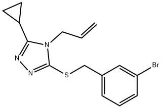 3-[(3-bromophenyl)methylsulfanyl]-5-cyclopropyl-4-prop-2-enyl-1,2,4-triazole 结构式