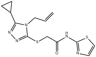 2-[(5-cyclopropyl-4-prop-2-enyl-1,2,4-triazol-3-yl)sulfanyl]-N-(1,3-thiazol-2-yl)acetamide 结构式