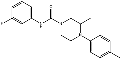 N-(3-fluorophenyl)-3-methyl-4-(4-methylphenyl)piperazine-1-carboxamide 结构式