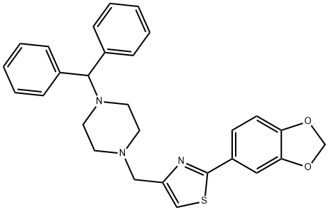 4-[(4-benzhydrylpiperazin-1-yl)methyl]-2-(1,3-benzodioxol-5-yl)-1,3-thiazole 结构式