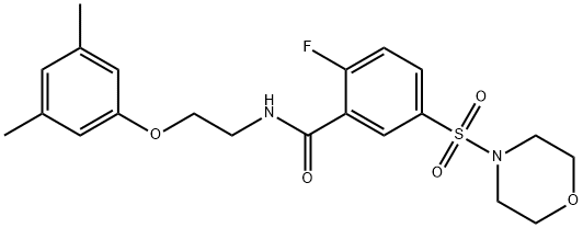 N-[2-(3,5-dimethylphenoxy)ethyl]-2-fluoro-5-morpholin-4-ylsulfonylbenzamide 结构式