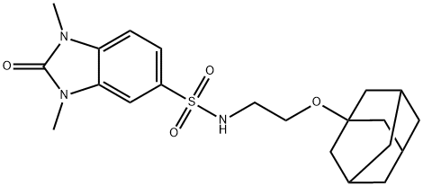 N-[2-(1-adamantyloxy)ethyl]-1,3-dimethyl-2-oxobenzimidazole-5-sulfonamide 结构式