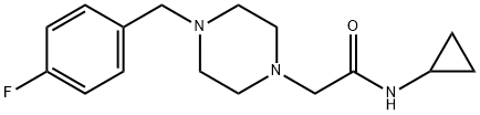 N-cyclopropyl-2-[4-[(4-fluorophenyl)methyl]piperazin-1-yl]acetamide 结构式