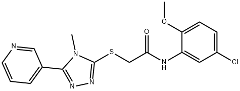 N-(5-chloro-2-methoxyphenyl)-2-[(4-methyl-5-pyridin-3-yl-1,2,4-triazol-3-yl)sulfanyl]acetamide 结构式