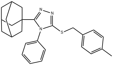 3-(1-adamantyl)-5-[(4-methylphenyl)methylsulfanyl]-4-phenyl-1,2,4-triazole 结构式