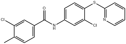 3-chloro-N-(3-chloro-4-pyridin-2-ylsulfanylphenyl)-4-methylbenzamide 结构式