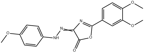 (4E)-2-(3,4-dimethoxyphenyl)-4-[(4-methoxyphenyl)hydrazinylidene]-1,3-oxazol-5-one 结构式