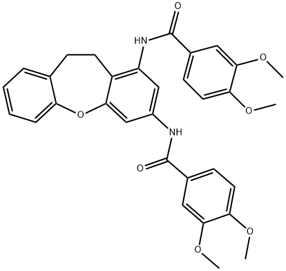 N-[4-[(3,4-dimethoxybenzoyl)amino]-5,6-dihydrobenzo[b][1]benzoxepin-2-yl]-3,4-dimethoxybenzamide 结构式