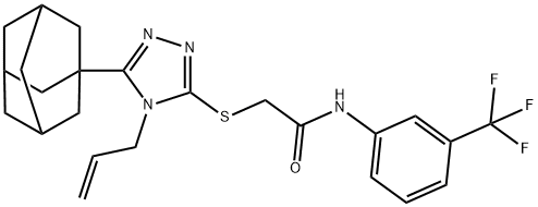 2-[[5-(1-adamantyl)-4-prop-2-enyl-1,2,4-triazol-3-yl]sulfanyl]-N-[3-(trifluoromethyl)phenyl]acetamide 结构式