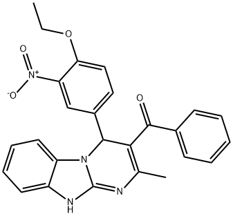 [4-(4-ethoxy-3-nitrophenyl)-2-methyl-1,4-dihydropyrimido[1,2-a]benzimidazol-3-yl]-phenylmethanone 结构式